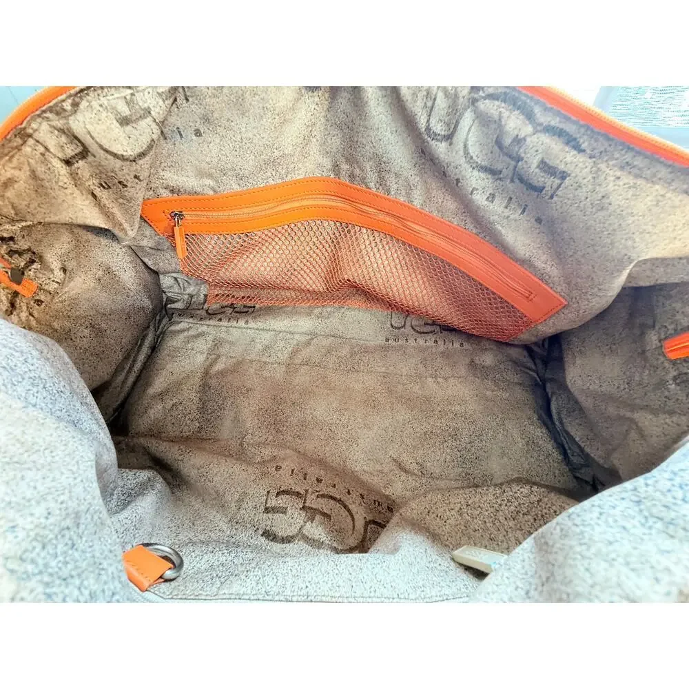 UGG Australia Orange Cream Coated Canvas Faux Leather Barrel Duffel Y2K Bag